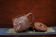 《梅花竹節蓋杯》紫砂壺純手工宜興紫泥紫砂泥泡茶壺茶具