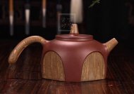 《橫把四方半月》宜興紫砂壺工藝美術師純手工泡茶壺茶具底槽青四方半月