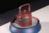 《新竹提梁》紫砂茶具茶壺工藝美術師純手工新竹提梁底槽青