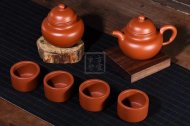 《掇球套組》宜興紫砂壺助理工藝美術師手工茶壺茶具朱泥掇球