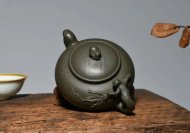 《鳥語花香》宜興紫砂壺高級工藝美術師手工蟹殼青段泥泡茶壺茶具