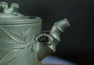 《竹段》宜興紫砂壺工藝美術師手工茶壺茶具天青泥竹段