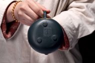 《石瓢》宜興紫砂壺工藝美術師手工茶壺茶具墨綠泥石瓢