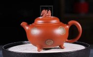 《獅韻》紫砂壺全手工茶壺老師小紅泥，絞泥（段泥、紫泥、綠泥等）壺