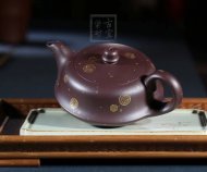 《平湖秋月（描金款）》宜興紫砂壺手工工藝美術師大師收藏級茶壺紫泥