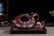 《圣桃》宜興高級工藝美術師手工紫砂壺圣桃泡茶壺茶具底槽青