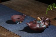 《圣桃》宜興高級工藝美術師手工紫砂壺圣桃泡茶壺茶具底槽青